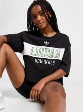 Adidas Originals Varsity Crop Top Panel T-Shirt - Black - Womens. NWT Pick Size