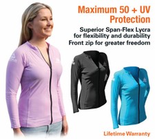 LAND & SEA LADIES FRONT ZIP LONG SLEEVE RASH VEST - UPF50+ PROTECTION