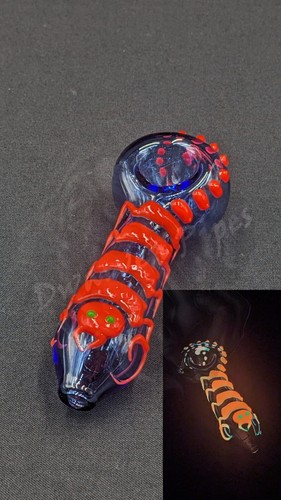 4,5" Tabak Pfeife Bowl Scorpion Glow In The Dark Glas Handpfeife Blau - Bild 7 von 7