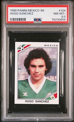 1986 Panini World Cup 86 Hugo Sanchez #124 Mexico PSA 8 NM Mint Pop 1 Madrid