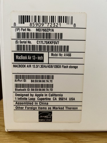 Apple MacBook Air 13.3 128gb MD760ZP/A A1466 Mid 2013 - Picture 7 of 12