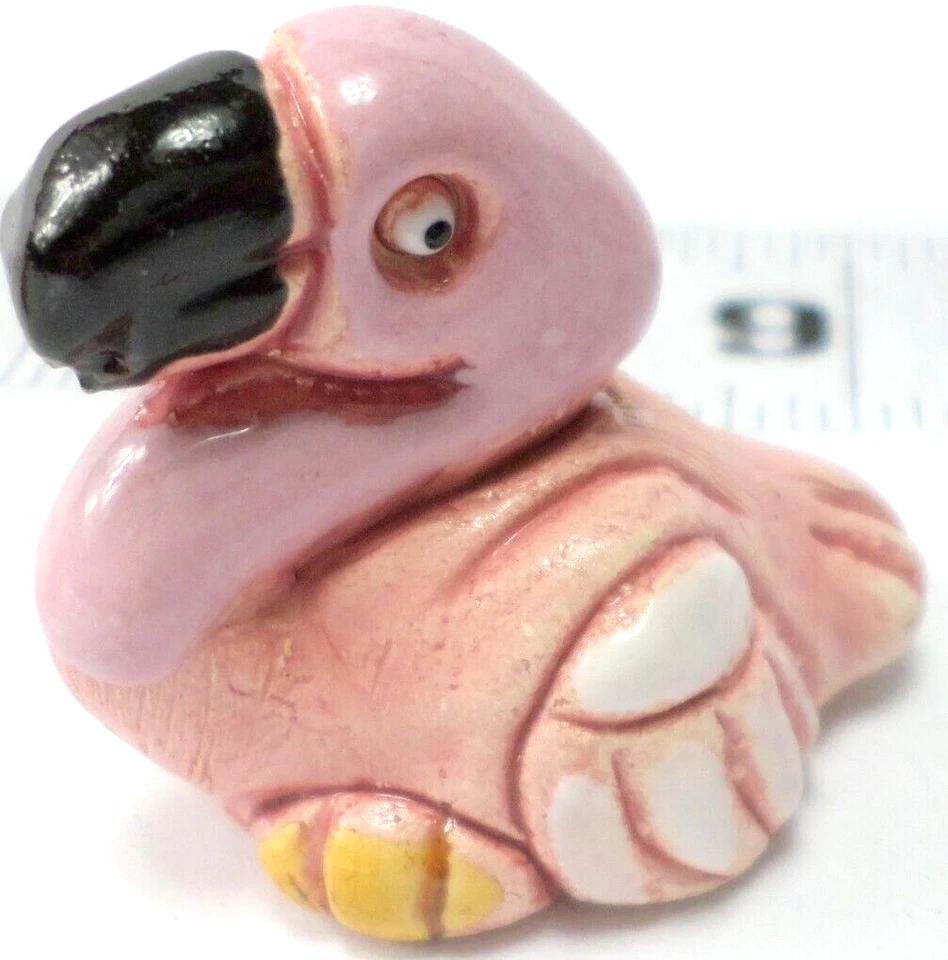 3 Cuentas/Dijes Vintage Cerámica Perú Mini Lindos Animales Flamencos Rosa 30x35x25mm Foto 3 de 4