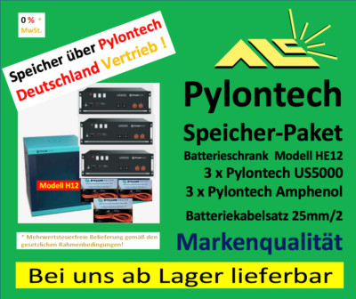 Pylontech Speicher-Set 3 x US5000+ Pylontech 19'' Rack/Kabel, RECHNUNG m. 0% MwSt