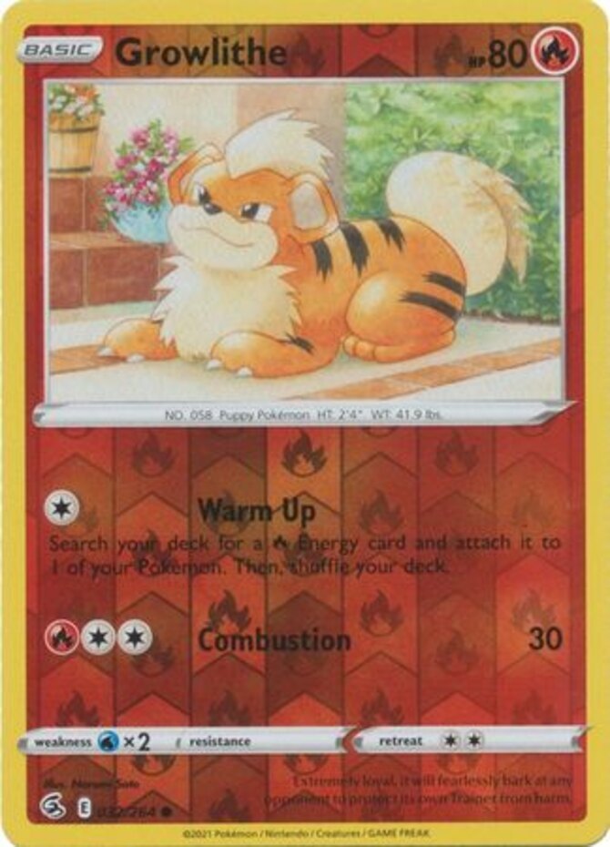 LP Pokemon Growlithe - 032/264 - Common - Reverse Holo Lightly Played Fusion Str
