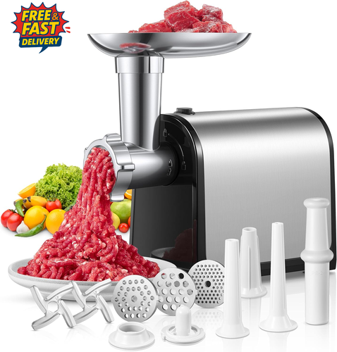 Picadora de carne eléctrica, máquina picadora de carne 3 en 1 y embutidora de salchichas, acero inoxidable S - Imagen 11 de 12