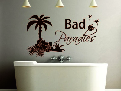 Wandtattoo 'Wellness Paradies' – 50x24 Cm, Schwarz, Selbstklebend Für Türen & Wände