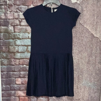 zara navy pleated dress Zara