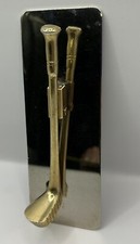 Brass Golf Club, Golfer Desk , Office Executive Paper Clip/Clamp, Man Cave