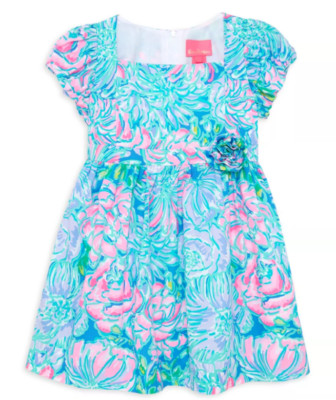 $108 NEW Lilly Pulitzer GIRLS MINI KATRINA DRESS In Full Bloom Pink Blue  8
