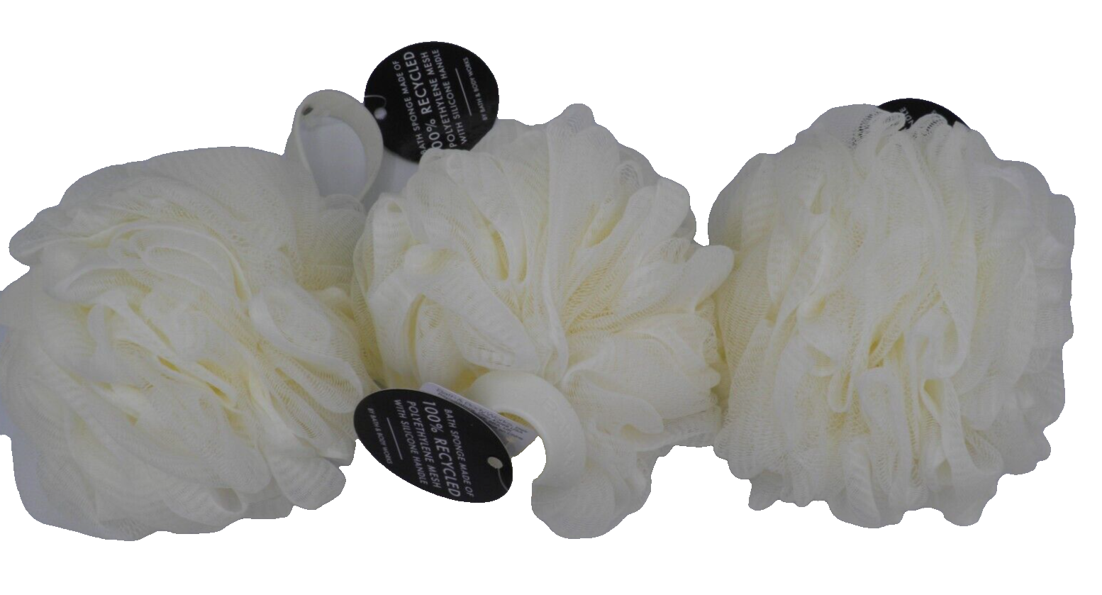 3 PACK BATH & BODY WORKS SPONGE LOOFAH SHOWER POUF Cream Ivory SEALED