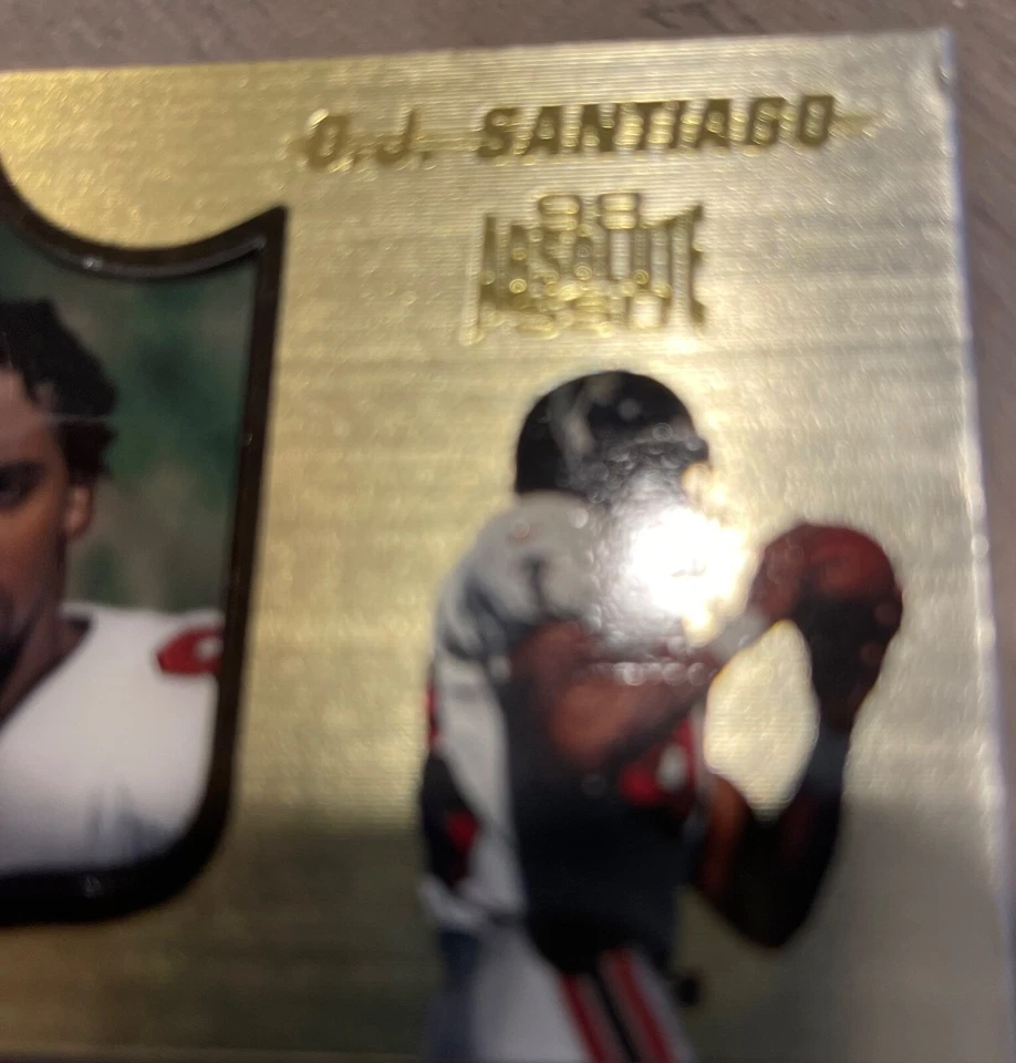 1998 Playoff Absolute SSD Gold Football O.J. Santiago 6/25 Atlanta Falcons #144 - Image 3 of 3