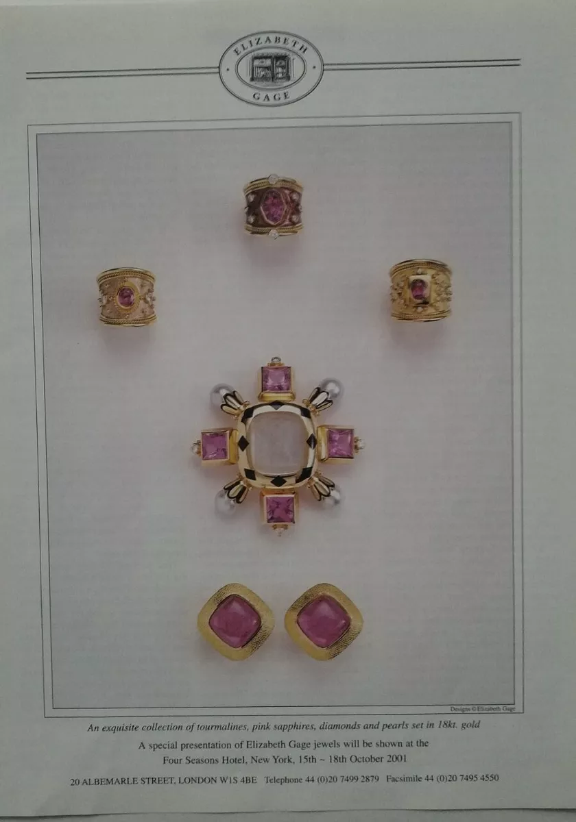 2001 Elizabeth Gage pink sapphire diamond and pearls jewelry