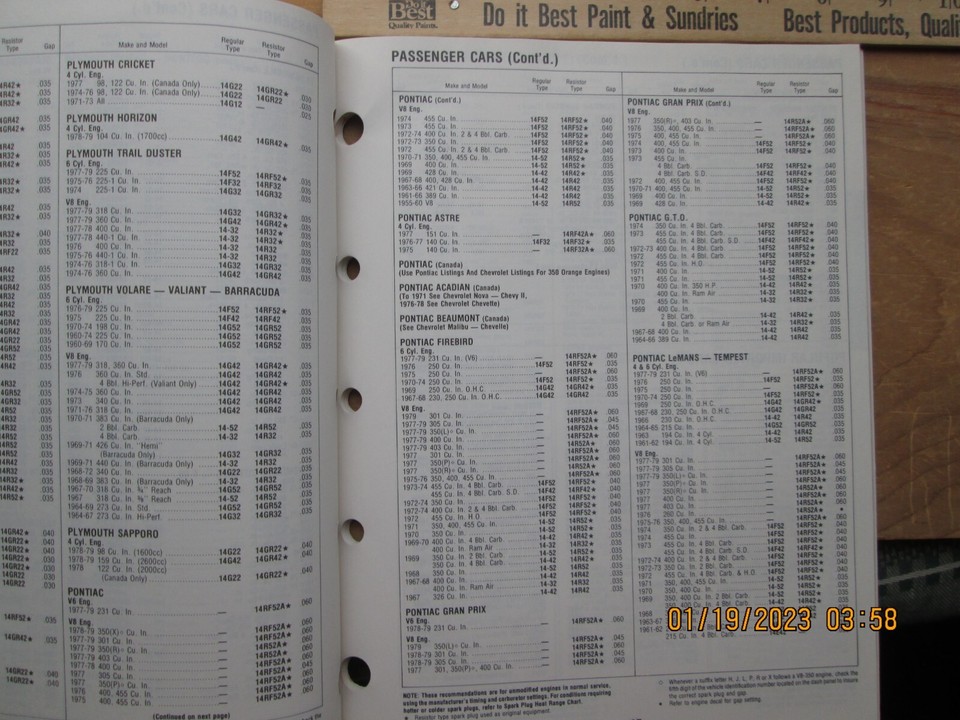 spark plugs prestolite catalog WEATHERLY 512 1979 eBay