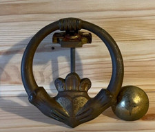 Vtg Large Claddagh Celtic Solid Brass Door Knocker Irish Catholic Antique Design