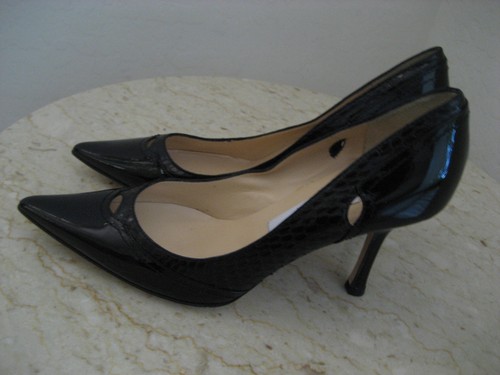 NW AUTH JIMMY CHOO HARRIET POINTED SNAKESKIN CUT LEATH SZ36"1/2/RET$695 BARGAIN - Picture 5 of 12