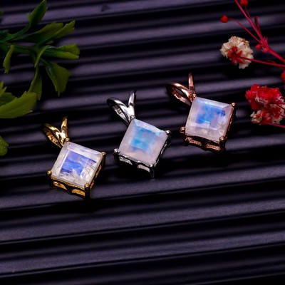 Rainbow Moonstone Pendant Flashy fire 925 sterling silver pendant for  valentine