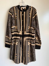 Michael Kors Black Gold Chain Belt Print Long Sleeve Short Dress Size 6 ~ EUC