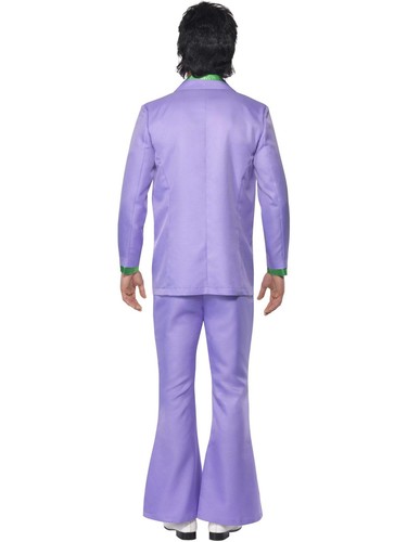 Lavender Purple 1970's Flared Suit Retro Groovy Dancer Fancy Dress Costume - Picture 3 of 6