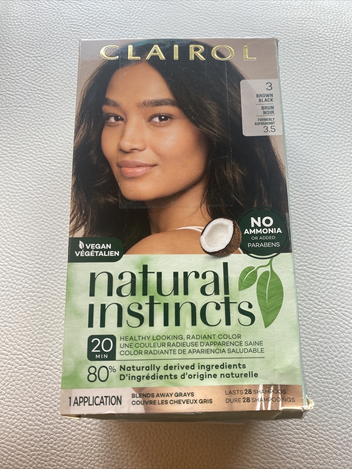 Clairol Natural Instincts Demi-Permanent Hair Dye, 3 Brown Black Hair Color,