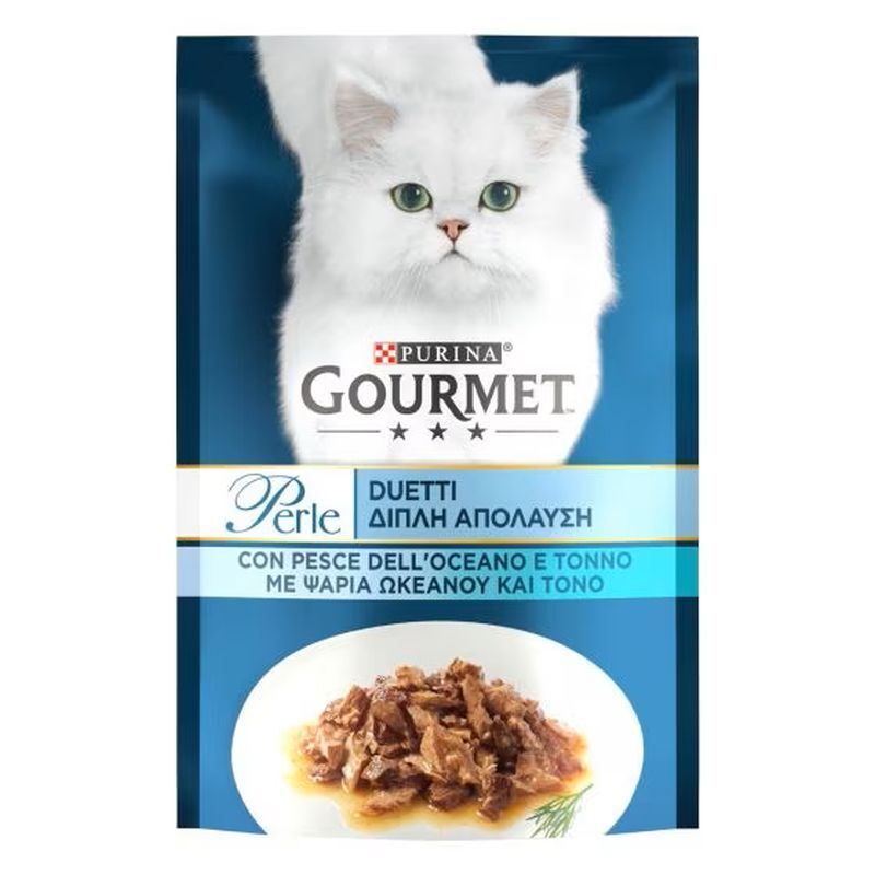 Gourmet Gatto Perle Duetti di Mare 85gr Pesce dell'Oceano e Tonno