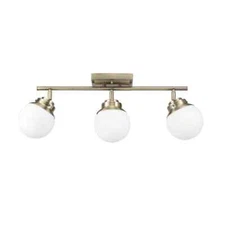 Globe Electric Mabel Antique Brass Fixed Track Lighting Kit Frosted Glass Shades