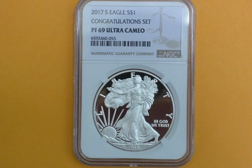 2017-S Proof $1 American Silver Eagle Congratulation Set NGC PF69