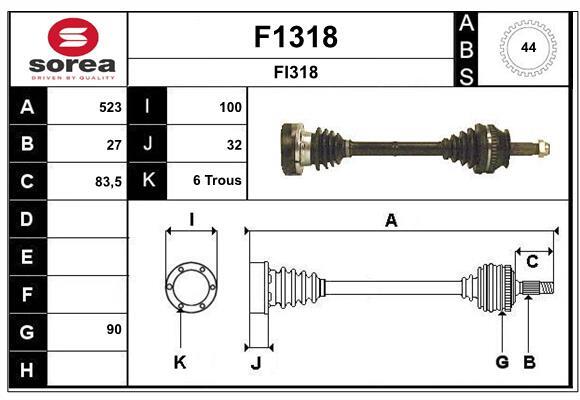 Arbre de transmission SNRA F1318 pour Fiat Croma essence et diesel transmission roue