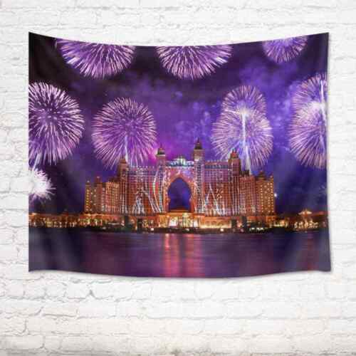 Purple Fireworks Sea Water 3D Wall Hang Cloth Tapestry Fabric Decorations Decor - Picture 1 of 4