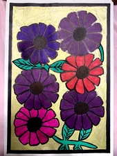 Multicolor Flowers Botanic Landscape Design Southern Countryside Drawing Artwork