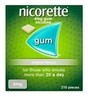 Nicorette ORIGINAL Flavour Gum 4 MG 210 Pieces "FREE SHIP TO USA"