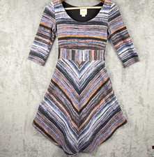 Maeve Anthropologie Kebren Striped Dress Women XS Purple Asymetrical Whimsigoth