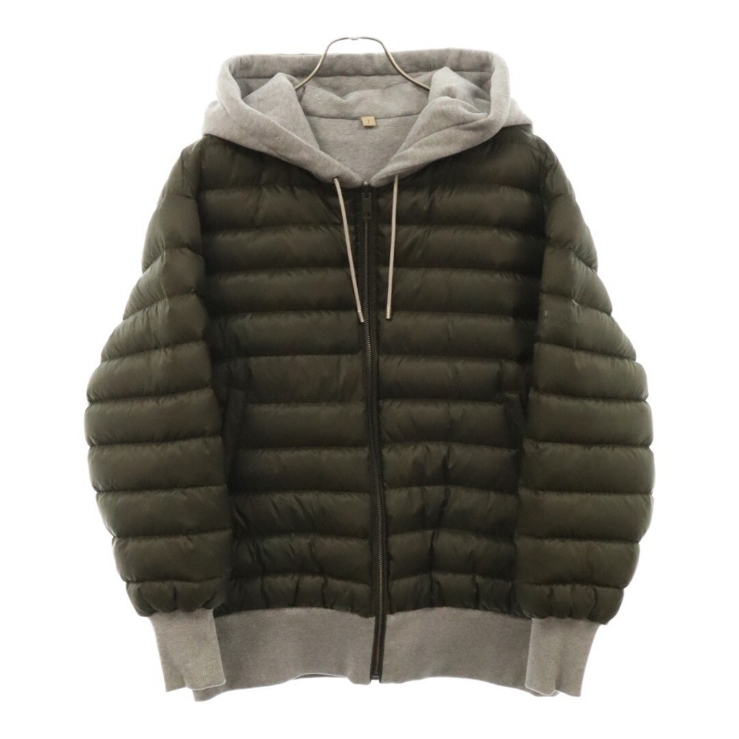 BURBERRY Reversible zip-up hoodie padded jacket, green/gray