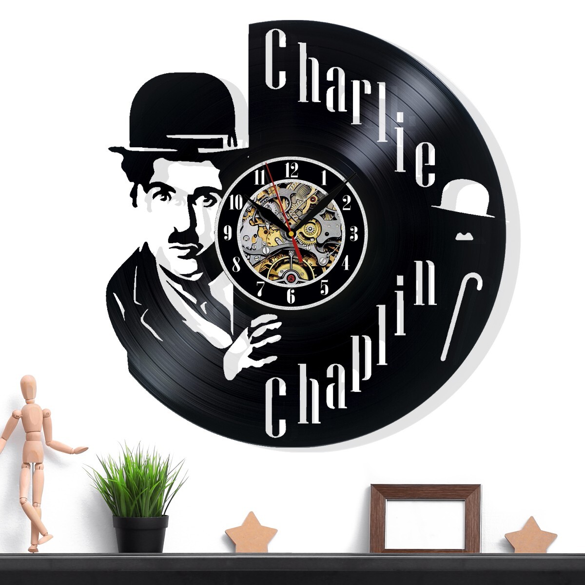 Charlie Chaplin Vinyl Wall Clock - Retro Decor - Home Accent - Perfect Gift