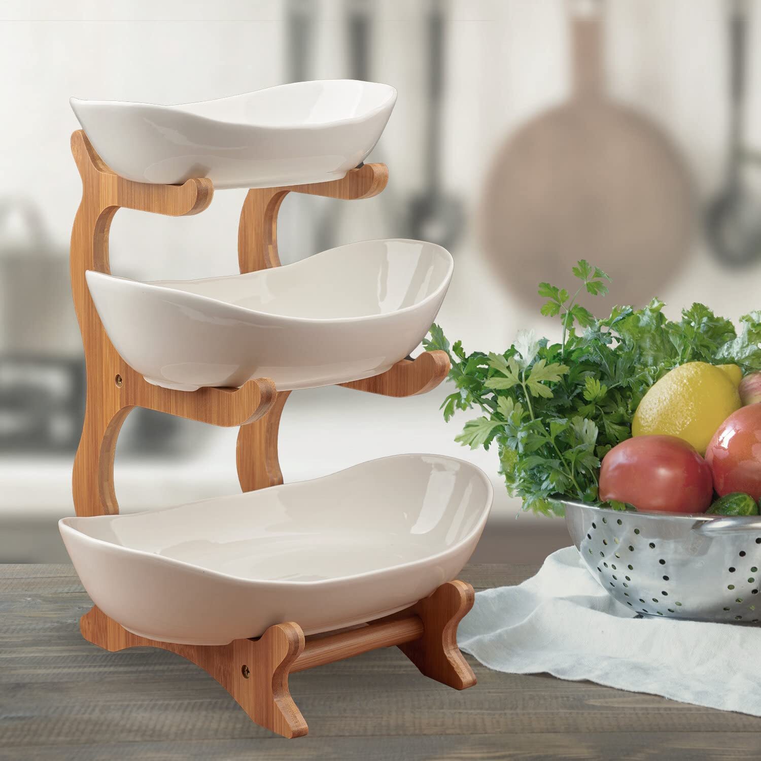 Obst & Dessert Schalen Etagere aus Porzellan - Serviertablett Servierständer Set