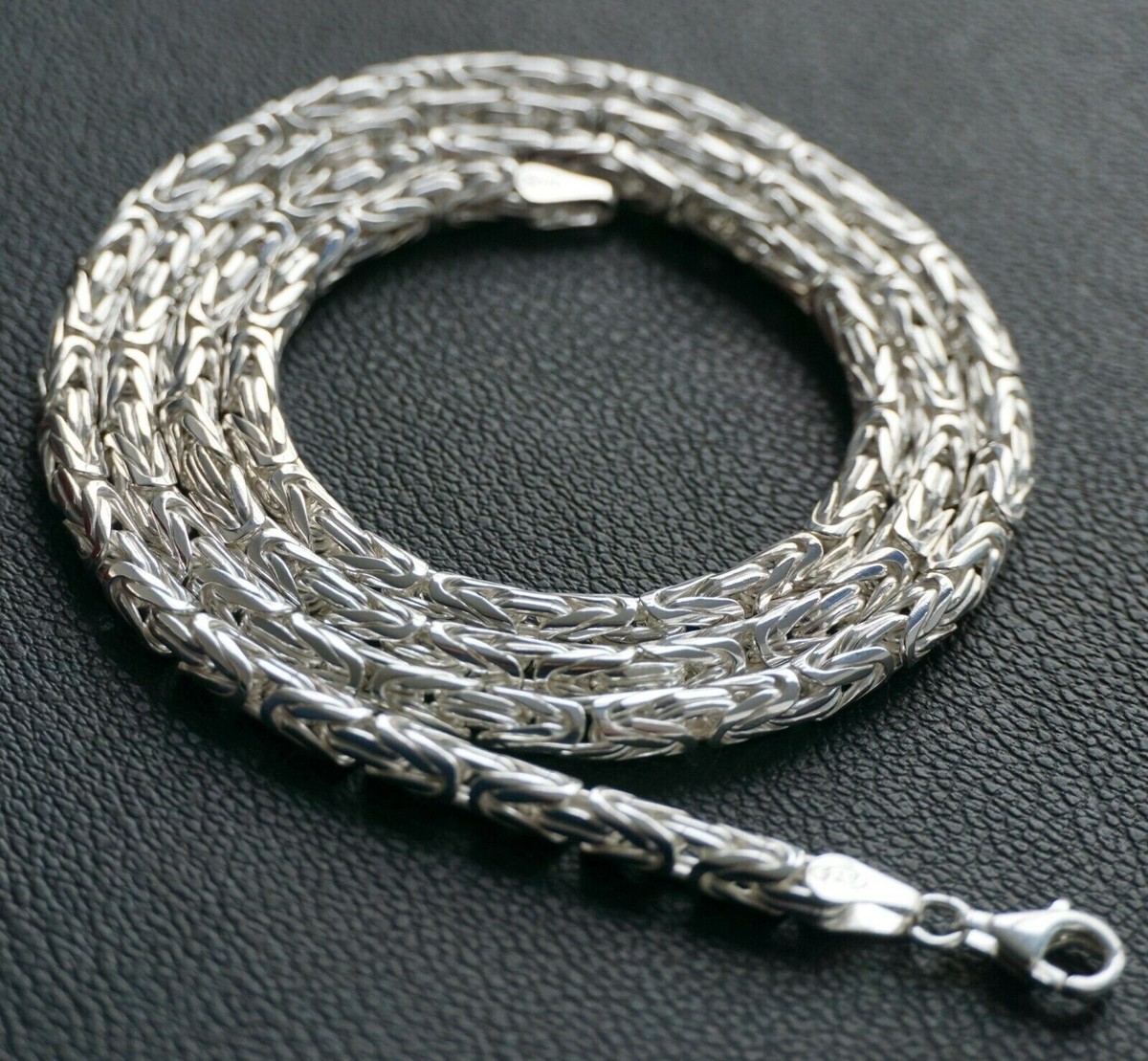 Silver Byzantine Chain Necklace 4 mm Solid 925 Sterling Unique