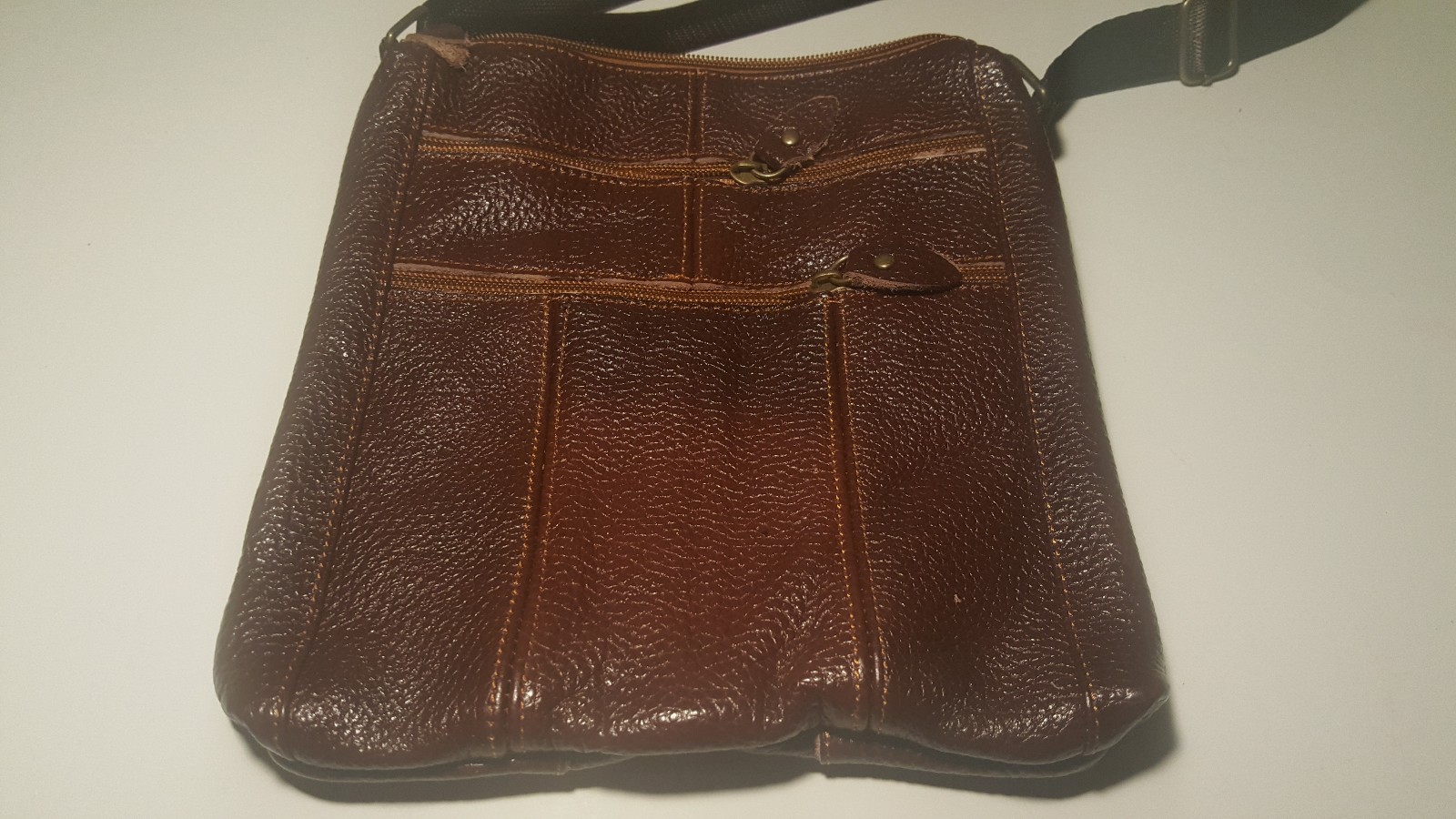 Mens Cowhide Leather BAG murse shoulder bag Natural Leather Goods