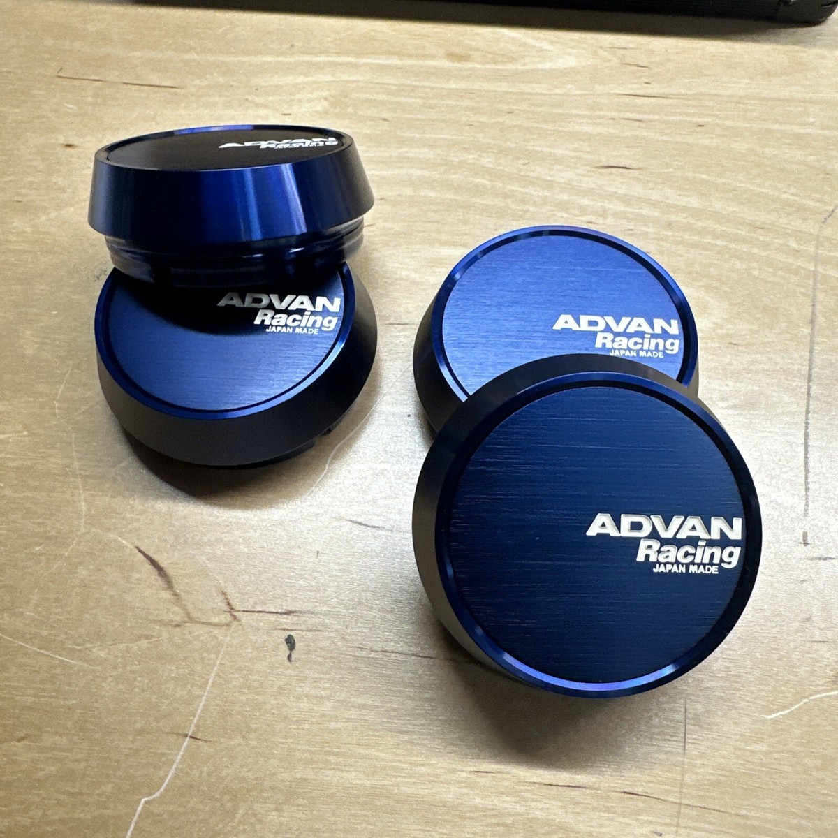 New YOKOHAMA ADVAN Racing Center Caps FLAT Blue Set of 4 Pcs
