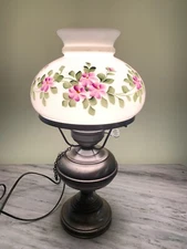 HURRICANE TABLE LAMP WITH HAND PAINTED SHADE