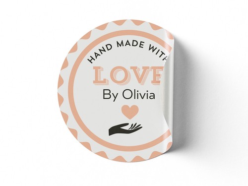 Handmade With Love Stickers Made Wiht Love Thank You Packaging Sticker With Name - Picture 8 of 13