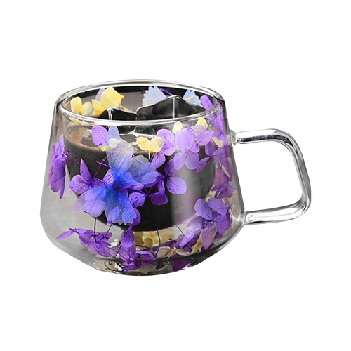 Taza de vidrio con aislamiento de flores secas de doble pared taza de café de té de leche con mango Reino Unido - Imagen 18 de 19