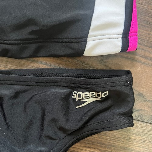 Speedo Girls' Two-Piece Tankini Swimsuit Thick Strap Black & Pink Size 4 - Picture 3 of 6