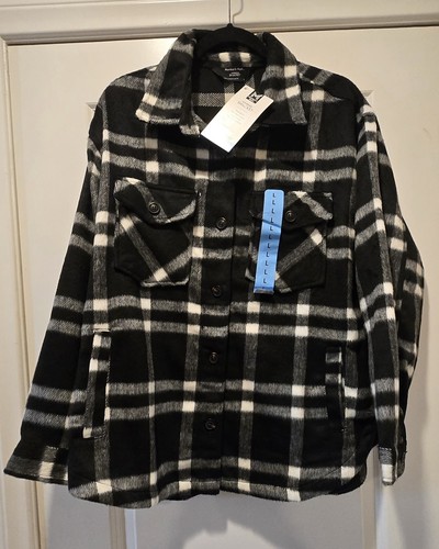 Member's Mark Women's Shacket Large Black Plaid NWT