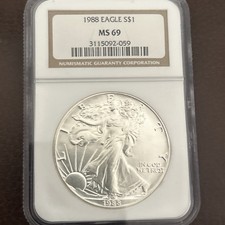 1988 american silver eagle ngc ms69 gold