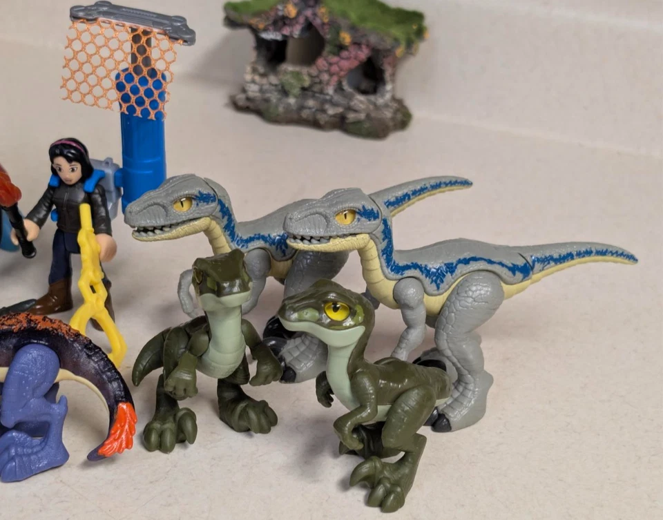 Lote de juguetes de dinosaurios Jurassic World (10) Raptor, Scorpius Rex Imaginext Fisher-Price Foto 3 de 4