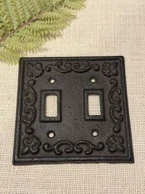 Double Toggle Light Switch Wall Plate Cover Cast Iron Metal
