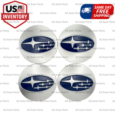 #ad Set of 4 60mm Silver Wheel Center Caps Blue Emblem for Subaru Fits Most Models $20.99