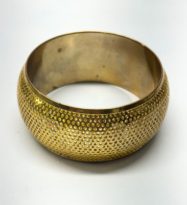 Vintage gold perforated wide bangle bracelet