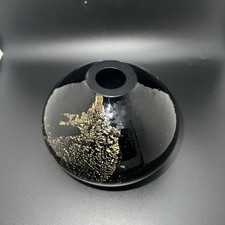 Beautiful Black Art Glass Vase With Gold Flecks