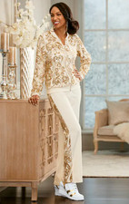 Size L Midnight Velvet Ivory Gold Sunlight Sequin Gwen Active pant Set