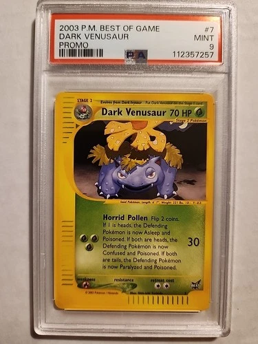 PSA 9 Pokemon Dark Venusaur Best of Game #7 Promo Card TCG Nintendo 2002 MINT